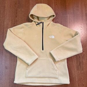 Vintage The North Face Women’s Small Fleece Half Zip Pullover Yellow With Hood